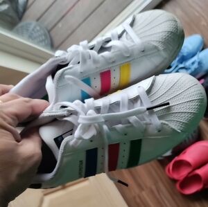 Adidas Kids Sneakers White with Multicolor Stripes